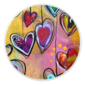 Keramik Knobs - Design Mehrfarbiger Herzen 3 Keramikknauf (Vorderseite)