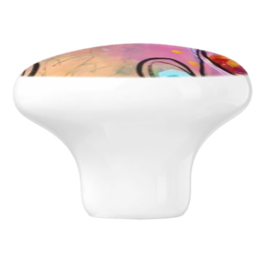 Keramik Knobs - Design Mehrfarbiger Herzen 3 Keramikknauf (Seitenansicht)