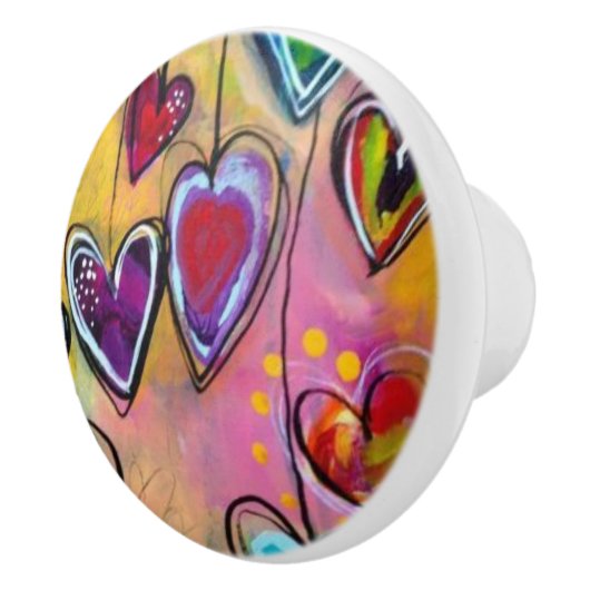 Keramik Knobs - Design Mehrfarbiger Herzen 3 Keramikknauf (Rechts)