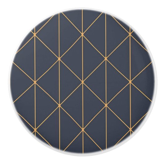 Keramik Knobs - Geometrisches Gold- und Blaumuster Keramikknauf (Vorderseite)