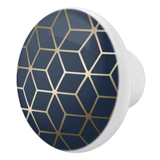 Keramik Knobs - Geometrisches Silber und Blau/Grau Keramikknauf (Rechts)