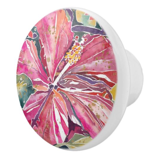 Keramik Knobs - Hibiskus Blume Keramikknauf (Rechts)