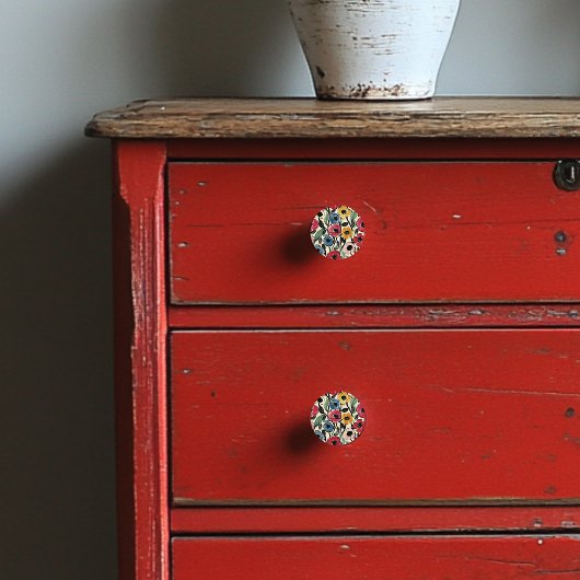 Keramik Knobs mit hellgestrichenen Blume Keramikknauf