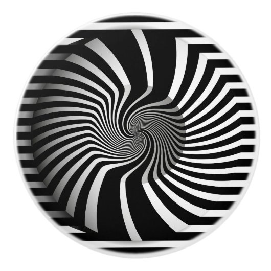 Keramik Knobs - Psychedelic Art Swirl B/W Keramikknauf (Vorderseite)