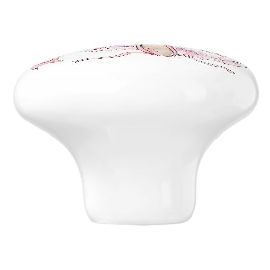 Keramik Knobs - Rabbit Ballerina in rosa Keramikknauf (Seitenansicht)