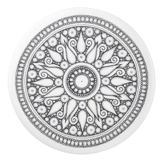 Keramik Knobs - Schwarzweiß-Design Keramikknauf (Vorderseite)