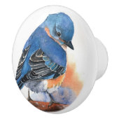 Keramik Knobs - Wasserfarben Blauer Vogel Keramikknauf (Rechts)