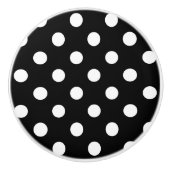 Keramik Knobs - weiße Polka Dots schwarzer Hinterg Keramikknauf (Vorderseite)