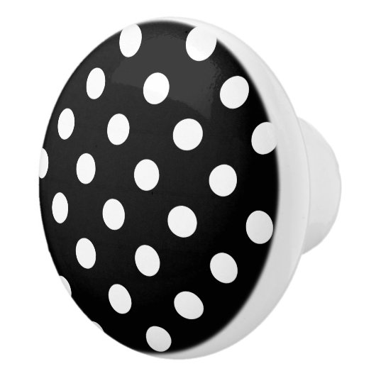 Keramik Knobs - weiße Polka Dots schwarzer Hinterg Keramikknauf (Rechts)