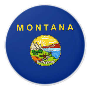 Keramik Knopf ziehen mit der Fahne von Montana, US Keramikknauf