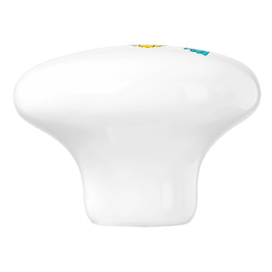 Keramik Knopf ziehen mit Fahne der Jungfrau Island Keramikknauf (Seitenansicht)