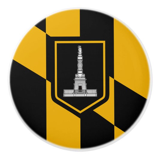 Keramik Knopf ziehen mit Fahne von Baltimore, USA Keramikknauf (Vorderseite)