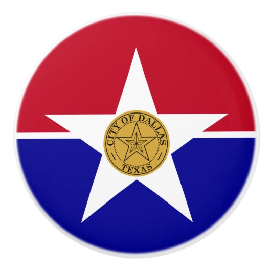 Keramik Knopf ziehen mit Fahne von Dallas, USA Keramikknauf (Vorderseite)