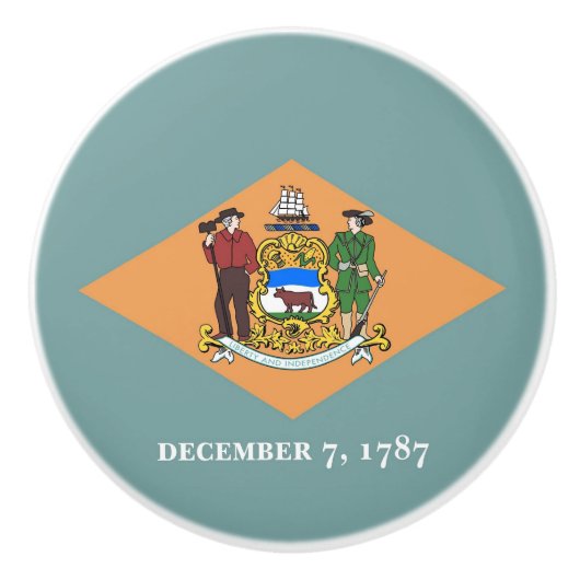 Keramik Knopf ziehen mit Fahne von Delaware, USA Keramikknauf (Vorderseite)