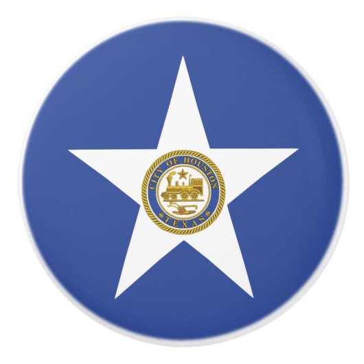 Keramik Knopf ziehen mit Fahne von Houston, USA Keramikknauf (Vorderseite)
