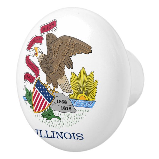 Keramik Knopf ziehen mit Fahne von Illinois Staat, Keramikknauf (Rechts)
