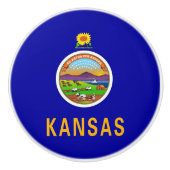 Keramik Knopf ziehen mit Fahne von Kansas Staat, U Keramikknauf (Vorderseite)