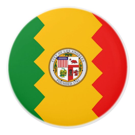 Keramik Knopf ziehen mit Fahne von Los Angeles, US Keramikknauf (Vorderseite)