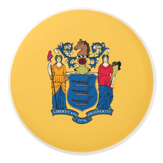 Keramik Knopf ziehen mit Fahne von New Jersey, USA Keramikknauf (Vorderseite)