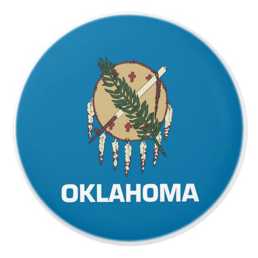 Keramik Knopf ziehen mit Fahne von Oklahoma, USA Keramikknauf (Vorderseite)