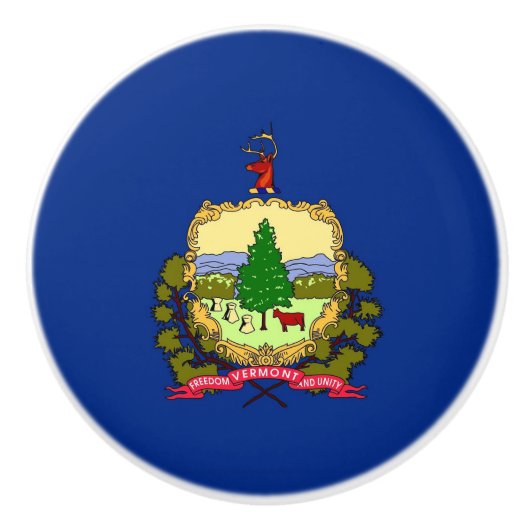 Keramik Knopf ziehen mit Fahne von Vermont Staat, Keramikknauf (Vorderseite)