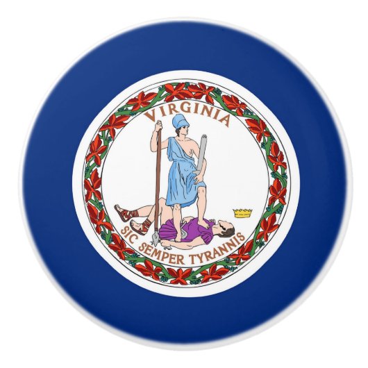 Keramik Knopf ziehen mit Fahne von Virginia Staat, Keramikknauf (Vorderseite)