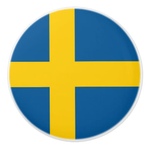 Keramik Knopf ziehen mit Flagge Schwedens Keramikknauf