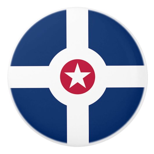 Keramik Knopf ziehen mit Flagge von Indianapolis,  Keramikknauf (Vorderseite)