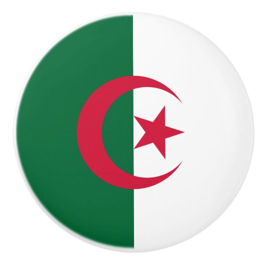Keramik Knöpfe ziehen mit der Flagge Algeriens Keramikknauf (Vorderseite)