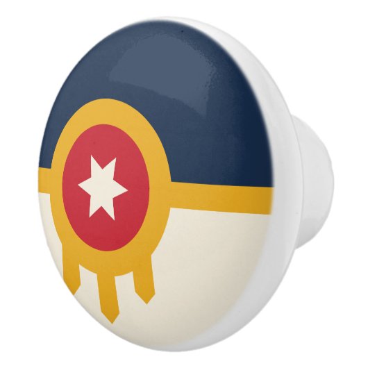 Keramik Knöpfe ziehen mit Fahne von Tulsa, Oklahom Keramikknauf (Rechts)