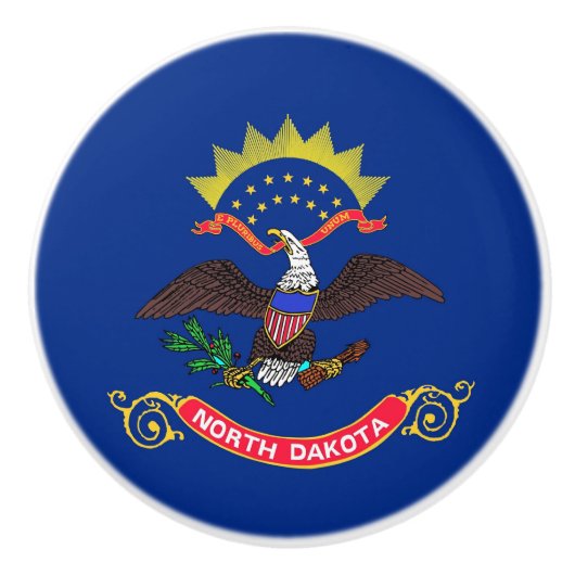 Keramik Knöpfe ziehen mit Flagge von North Dakota Keramikknauf (Vorderseite)
