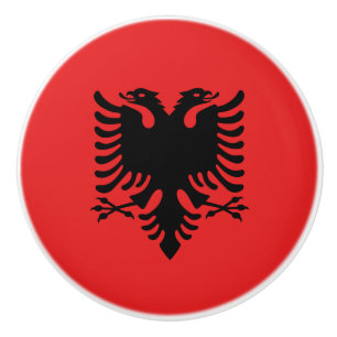 Keramik knöpfen mit Flagge Albaniens Keramikknauf