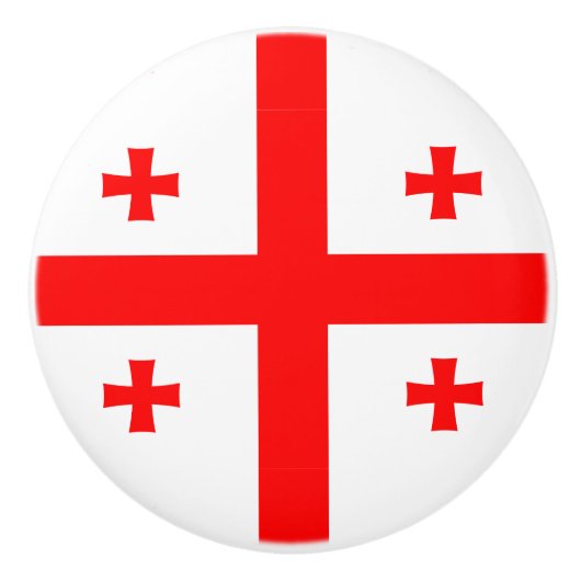 Keramik knöpfen mit georgischer Flagge Keramikknauf (Vorderseite)