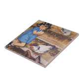 Keramik-Küche Fliese-Mädchen mit Huhn-Eiern Fliese (Seite)