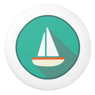 Keramik, Küstenleben, Segelboot Keramikknauf