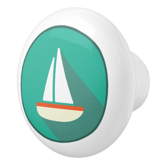 Keramik, Küstenleben, Segelboot Keramikknauf (Rechts)