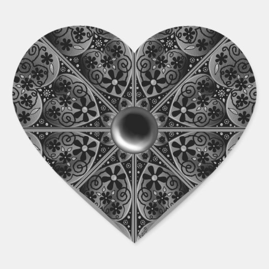 Keramik Lace Black Herz-Aufkleber (Vorderseite)