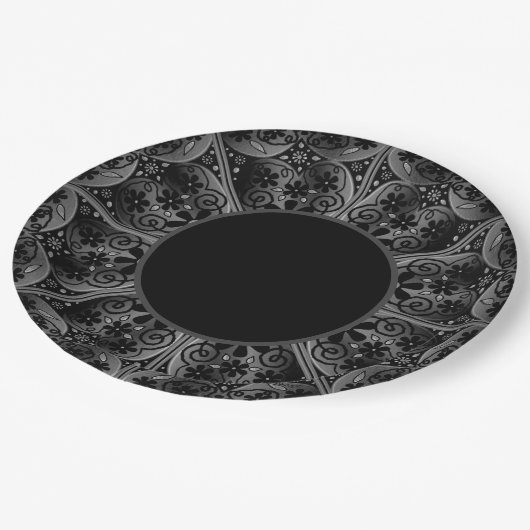 Keramik Lace Black Pappteller (Schrägansicht)