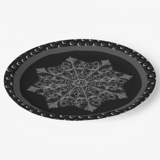 Keramik Lace Black Pappteller (Schrägansicht)