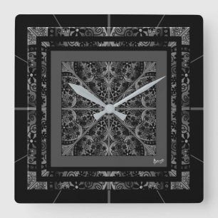 Keramik Lace Black Quadratische Wanduhr