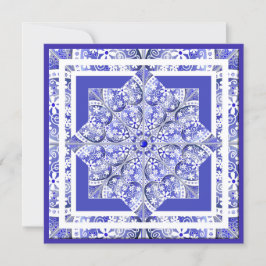 Keramik Lace Blue of Greece Blankokarte Feiertagskarte