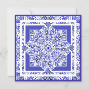Keramik Lace Blue of Greece Blankokarte Feiertagskarte