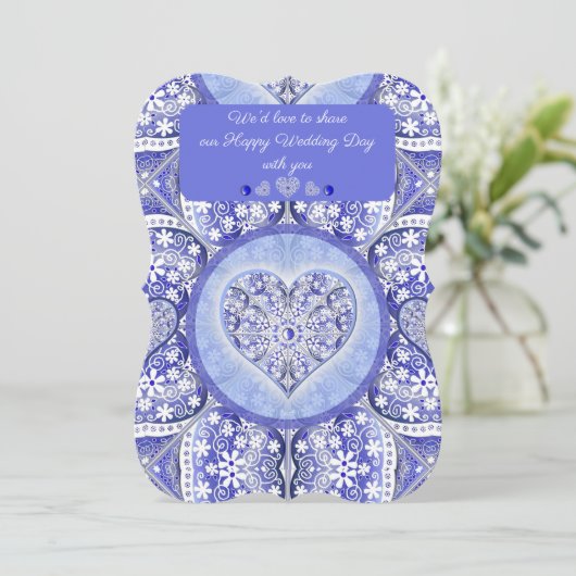 Keramik Lace Blue of Greece Einladung (Stehend Vorderseite)