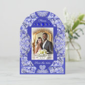 Keramik lace Blue of Greece Einladung (Stehend Vorderseite)