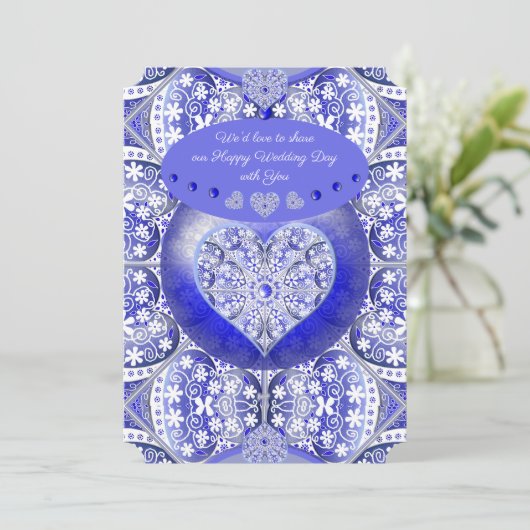 Keramik Lace Blue of Greece Einladung (Stehend Vorderseite)