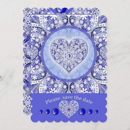 Keramik Lace Blue of Greece Einladung (Vorne/Hinten)