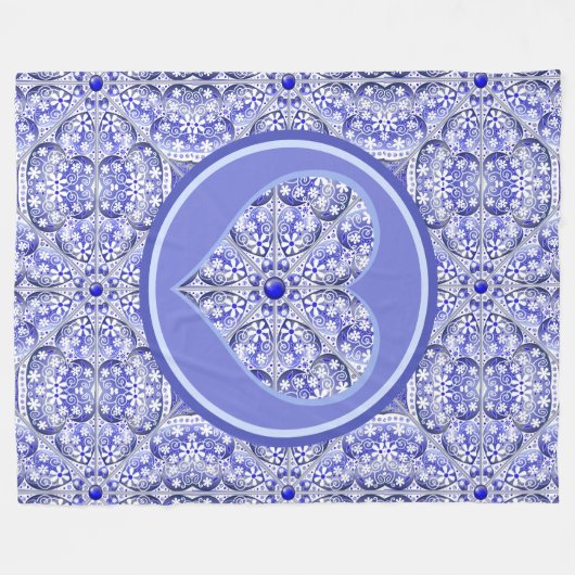 Keramik lace Blue of Greece Fleecedecke (Vorderseite (Horizontal))