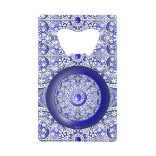 Keramik Lace Blue of Greece Geldbeutel Flaschenöffner
