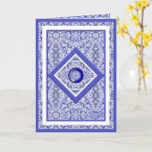 Keramik Lace Blue of Greece Karte (Gelbe Blume)