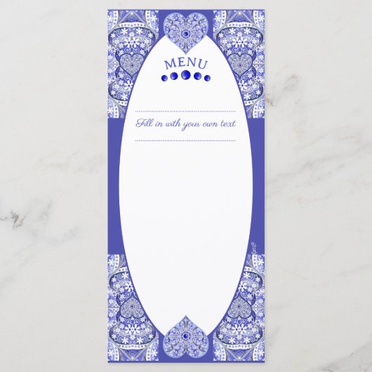 Keramik lace Blue of Greece Menükarte (Vorderseite)